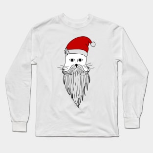 Cat with Christmas bear and hat Long Sleeve T-Shirt